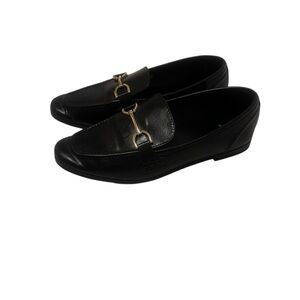 A.New Day  Woman Black Loafers with Gold Accent